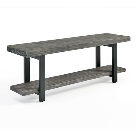 Alaterre Furniture Pomona Metal and Wood Bench, Slate Gray AMBA03SG